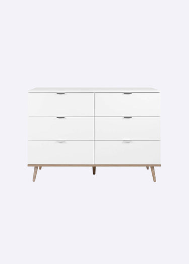 COPENHAGUE Commode 2 tons 6 tiroirs Blanc