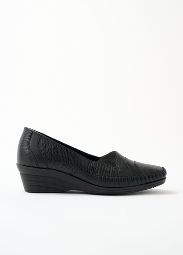 Mocassins cuir largeur confort bi-matière Noir