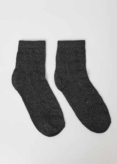 Chaussettes ajourées chevrons, métallisées Noir