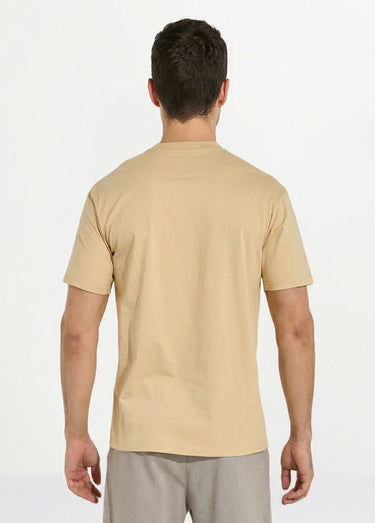 T-shirt pur coton avec col rond, Essentiel Beige