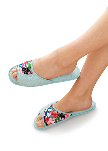 Chaussons mules éponge largeur standard Menthe