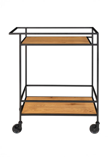 Desserte bar mobile, 2 niveaux, noyer Naturel