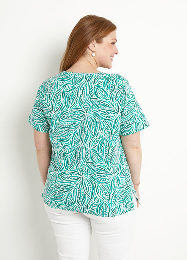 T-shirt long manches courtes col rond Imprime Aqua