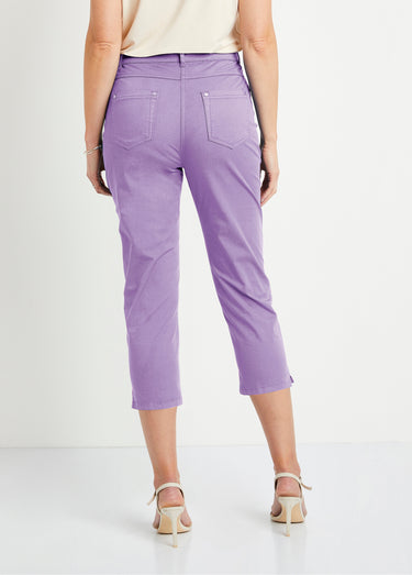 Pantacourt taille élastiquée 5 poches Violet