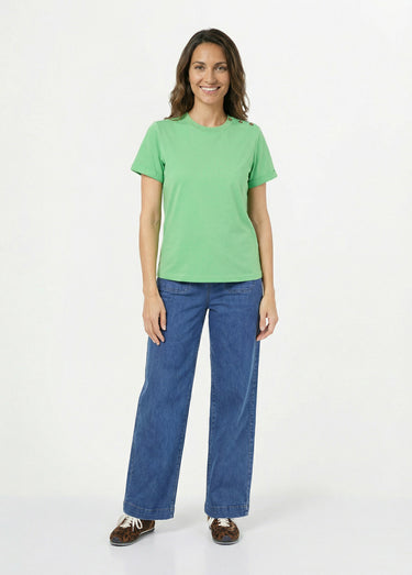 T-shirt col rond avec épaule boutonnée Vert