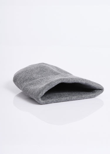 Bonnet en maille fines cotes à revers Gris