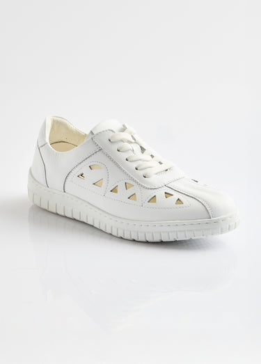 Derbies à lacets cuir largeur confort perforées Blanc