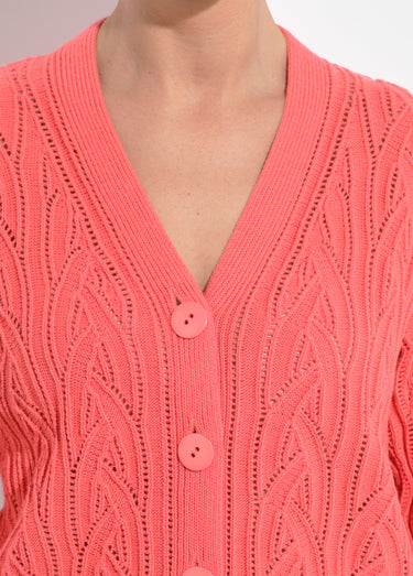 Gilet court boutonné ajouré Corail