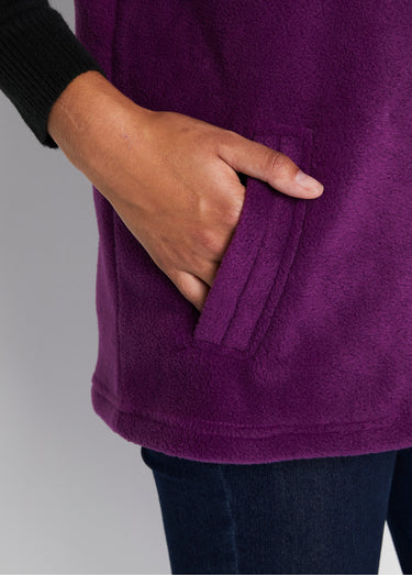 Blouson zippé sans manches polaire Aubergine