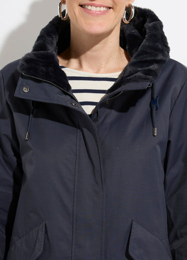 Parka déperlante intérieur fourrure Marine