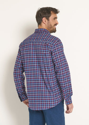 Chemise flanelle extensible à carreaux Carreaux Bleu