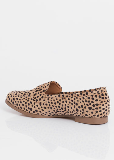 Mocassins en suédine avec bout amande Leopard