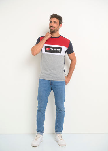 T-shirt tricolore logo poitrine Marine
