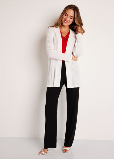 Gilet long droit Ecru