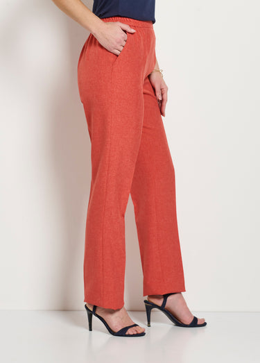 Pantalon droit ceinture semi-élastiquée Brique