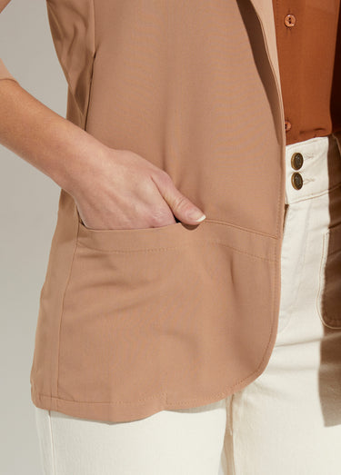Veste col tailleur manches 3/4 Essentiel Camel