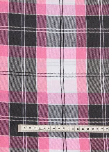 Coupon tissu carreaux avec fil métallisé Carreaux Rose