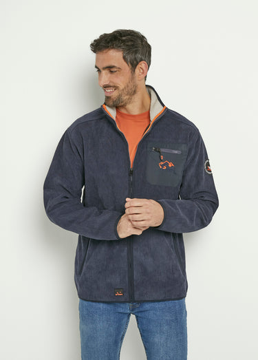 Veste chaude en velours col montant Marine