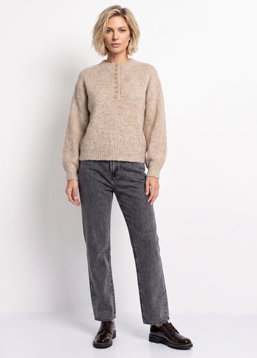 Jean droit, taille ajustable par pressions Gris moyen