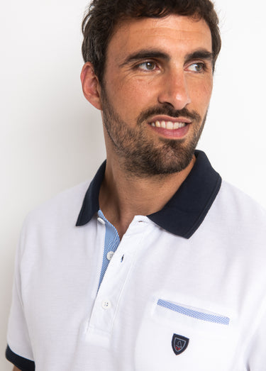 Polo manches courtes détails contrastés Blanc