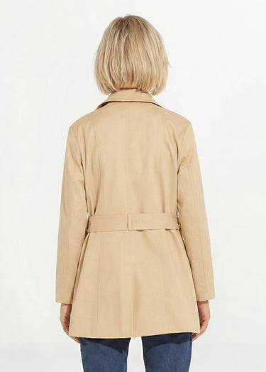 Trench court double boutonnage uni col pointu Beige