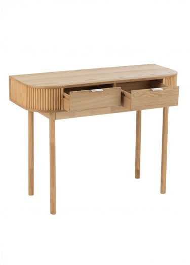 Console arrondie en pin clair rainuré Naturel