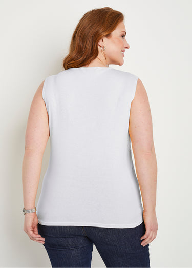 Débardeur coton court fantaisie cloutée Blanc