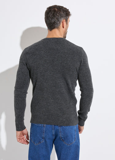 Pull col rond fine jauge, coupe ajustée Gris Fonce
