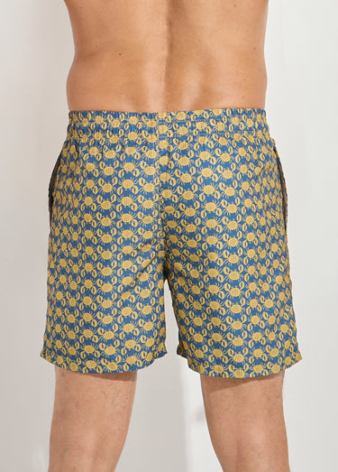 Short de bain imprimé fantaisie crabe Imprimé moutarde