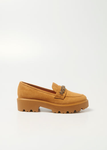Mocassins détails bijou semelle épaisse Camel
