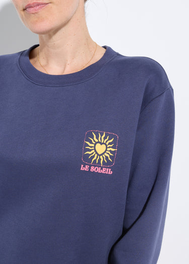 Sweat molletonné sérigraphie soleil Marine