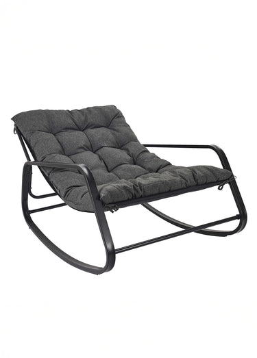 Fauteuil bascule foncé coussin rembourré Noir