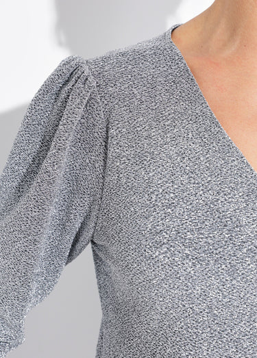 Tunique chic maille métallisée et col V Argent