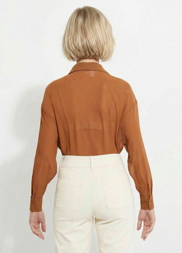 Chemisier vaporeux voile manches longues Camel