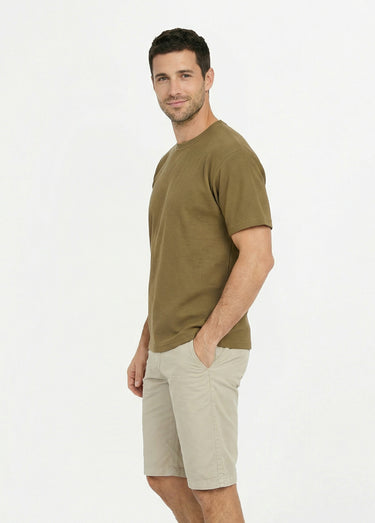 T-shirt maille texturée manches courtes Kaki