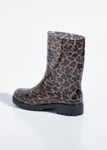 Bottines de pluie léopard semelle crantée Leopard