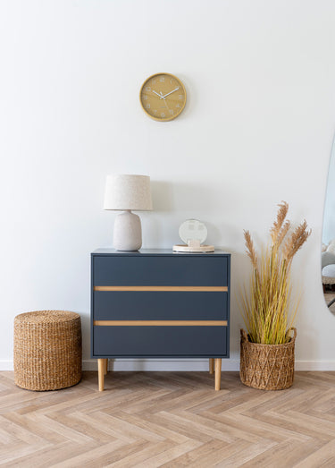 Commode 3 tiroirs, en bois peint Gris Fonce