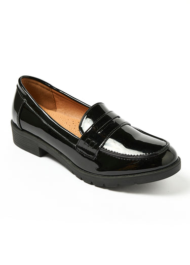 Mocassins vernis avec semelle crantée Noir
