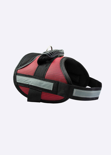 Harnais waterproof chien avec poignée Rouge