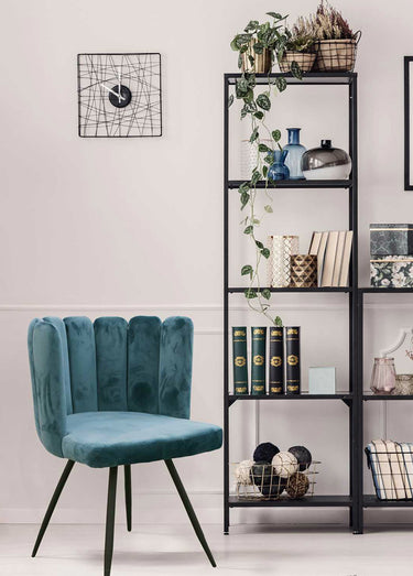 Chaises velours dossier capitonné 1G Bleu Canard
