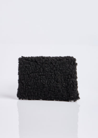 Pochette porte monnaie, fourrure sherpa Noir