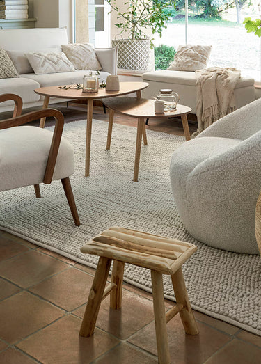 Tabouret en bois de peuplier brut Marron