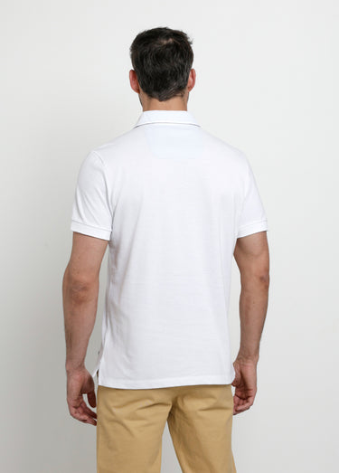 Polo en maille piquée à manches courtes Blanc