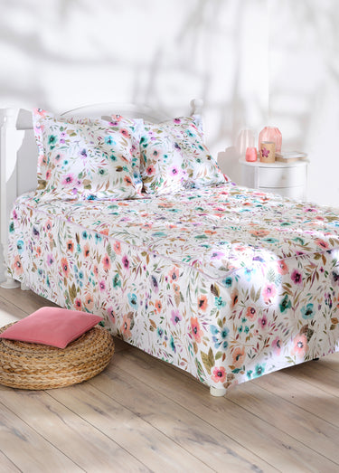 Couvre-lit imprimé ouatiné, motif fleuri Imprime