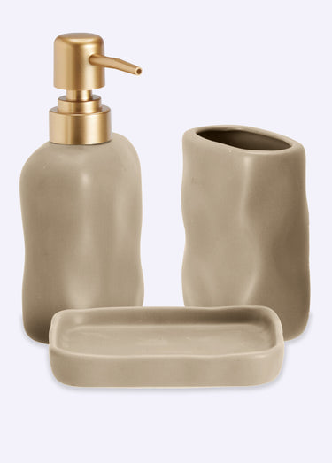 Set salle de bain 3 pièces en céramique Taupe