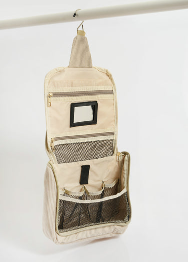 Trousse de toilette à suspendre, velours Beige