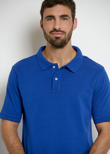Polo manches courtes col pointe Bleu Roi