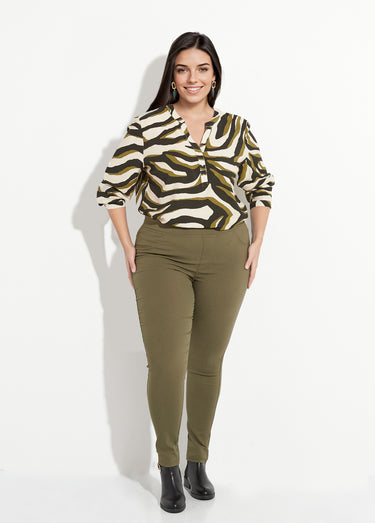 Pantalon extensible taille élastiquée Kaki