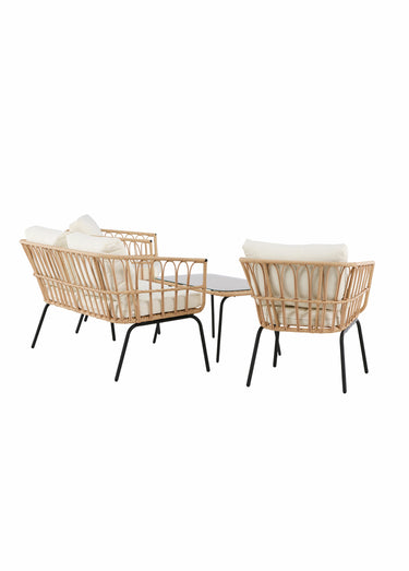 Salon de jardin 4 pers. avec table basse Nature