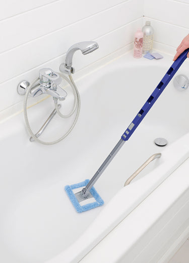 Brosse de salle de bain extensible multi-usage Bleu